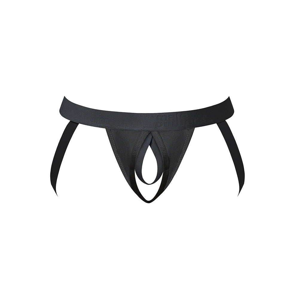 Men's Crotchless Jock with Cock Ring - Black L/XL